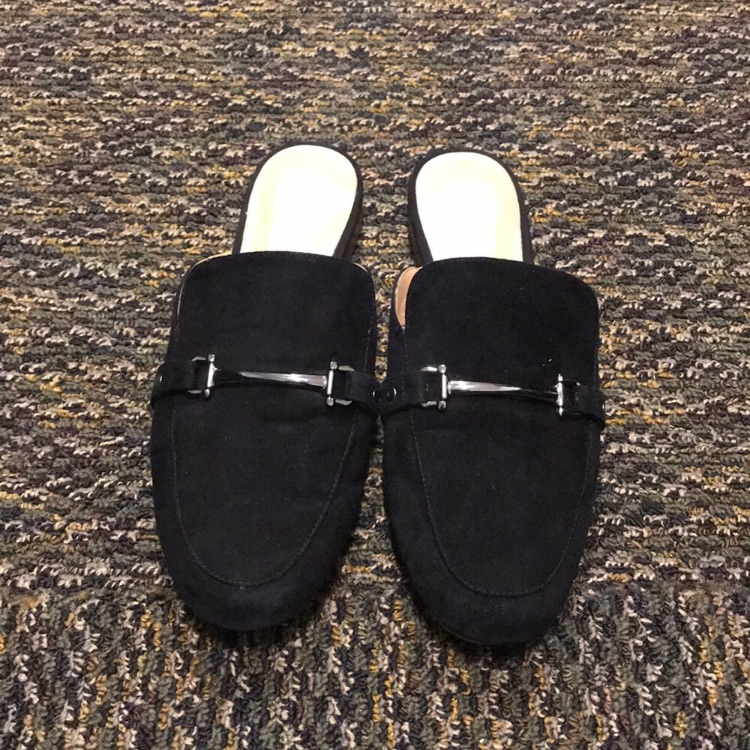 Black Suede Loafer Slides